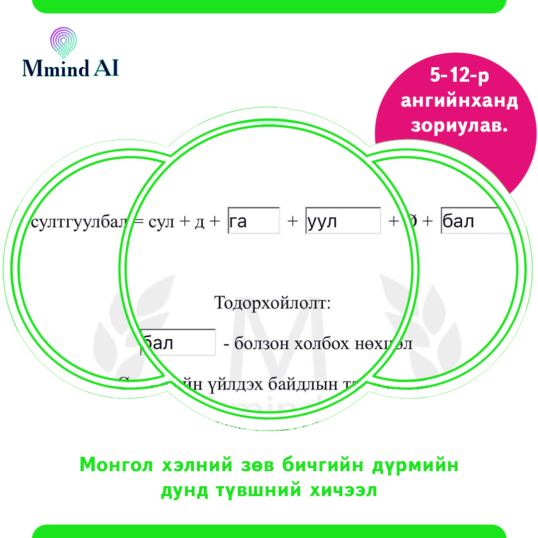 Монгол хэлний зөв бичгийн дүрмийн дунд түвшний хичээл